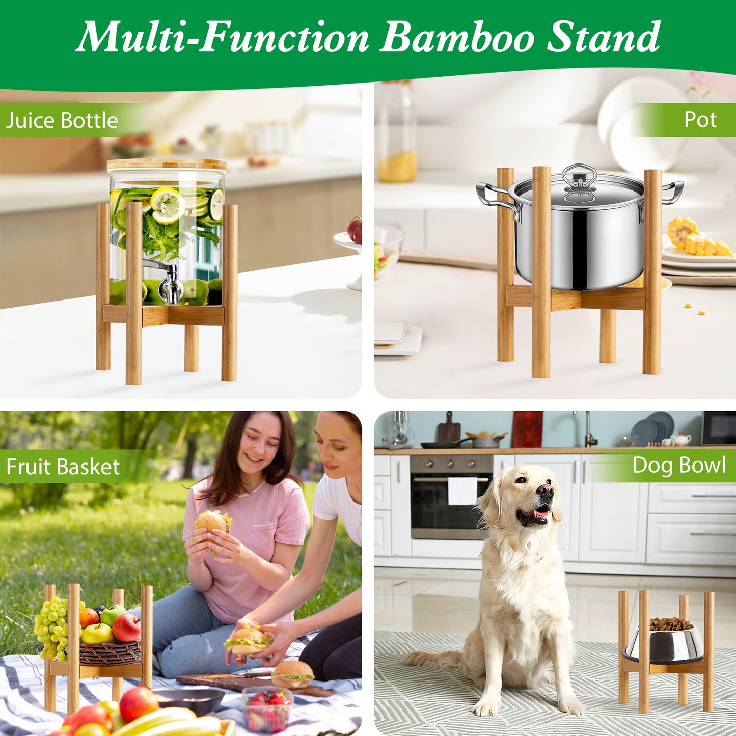 Indoor And Outdoor Balcony Bamboo Plant Stand