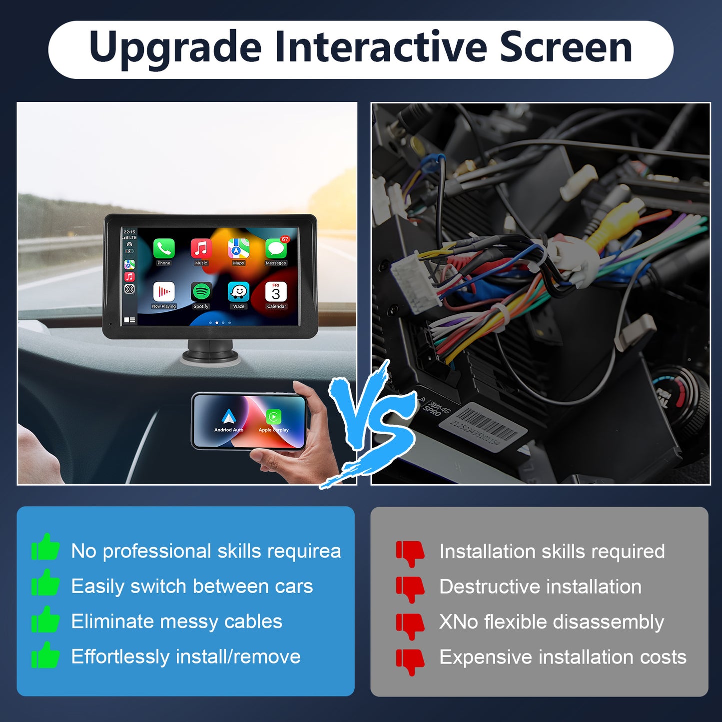 7" Portable CarPlay Touchscreen