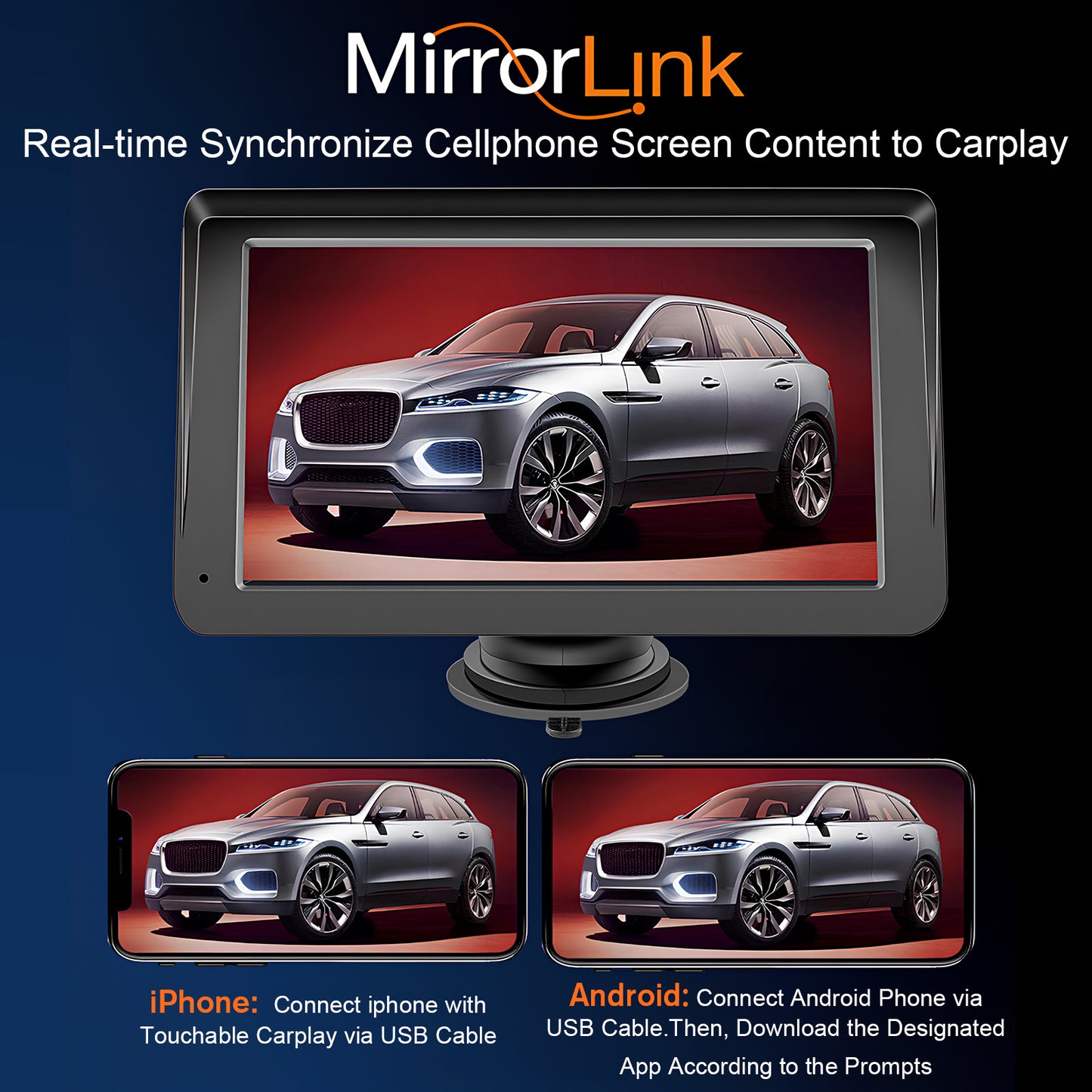 7" Portable CarPlay Touchscreen