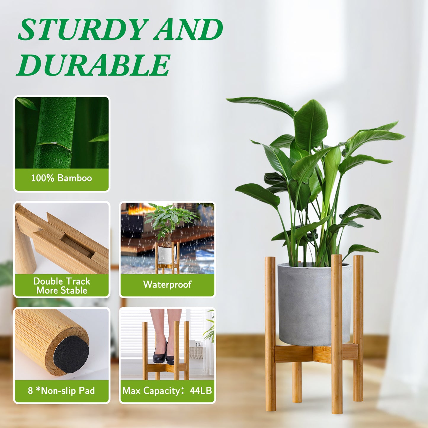 Indoor And Outdoor Balcony Bamboo Plant Stand