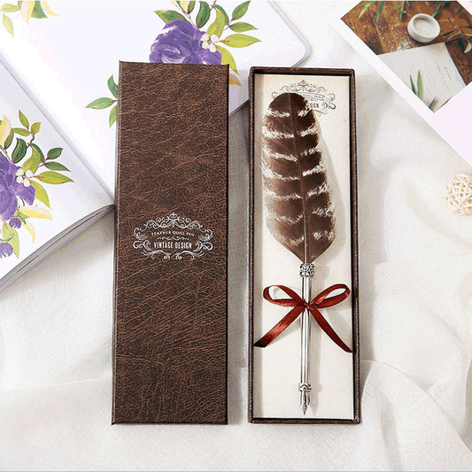 Retro Vintage Design Feather Quill Pen Set