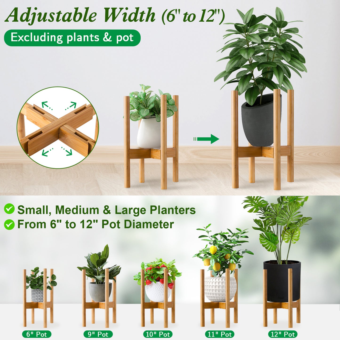 Indoor And Outdoor Balcony Bamboo Plant Stand